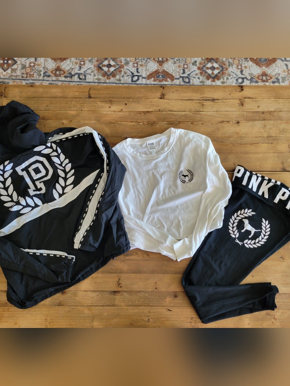 PINK Athletic Logo Lounge Set - Black & White